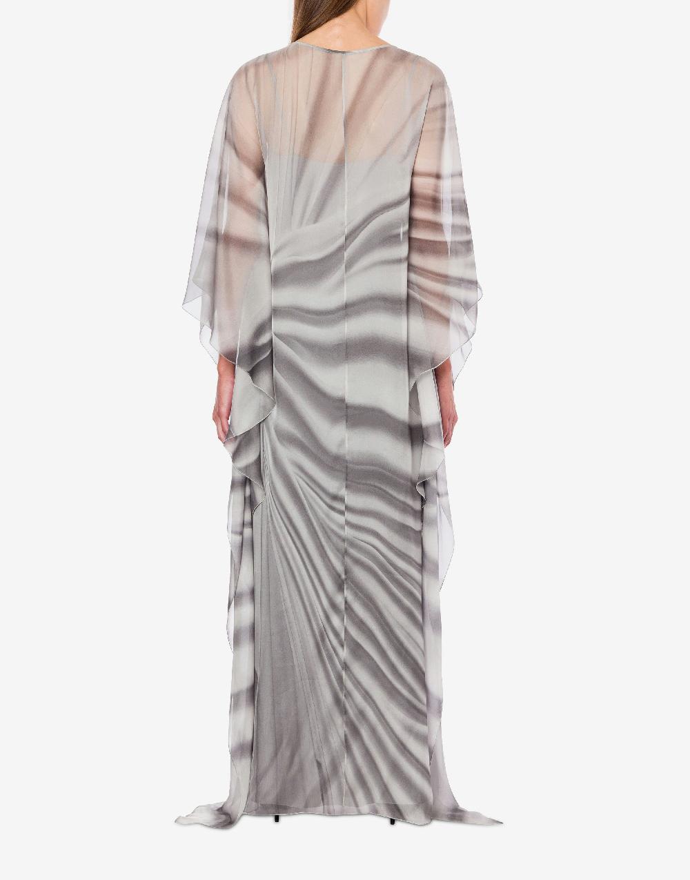 Alberta Ferretti Abito lungo in chiffon con stampa drappeggio Hotsell