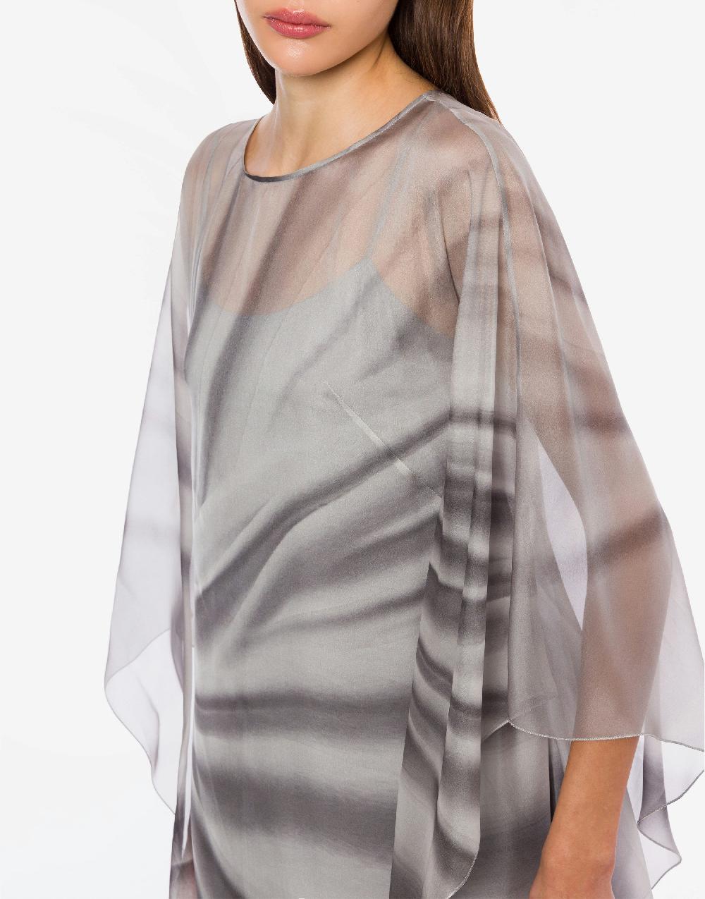 Alberta Ferretti Abito lungo in chiffon con stampa drappeggio Hotsell