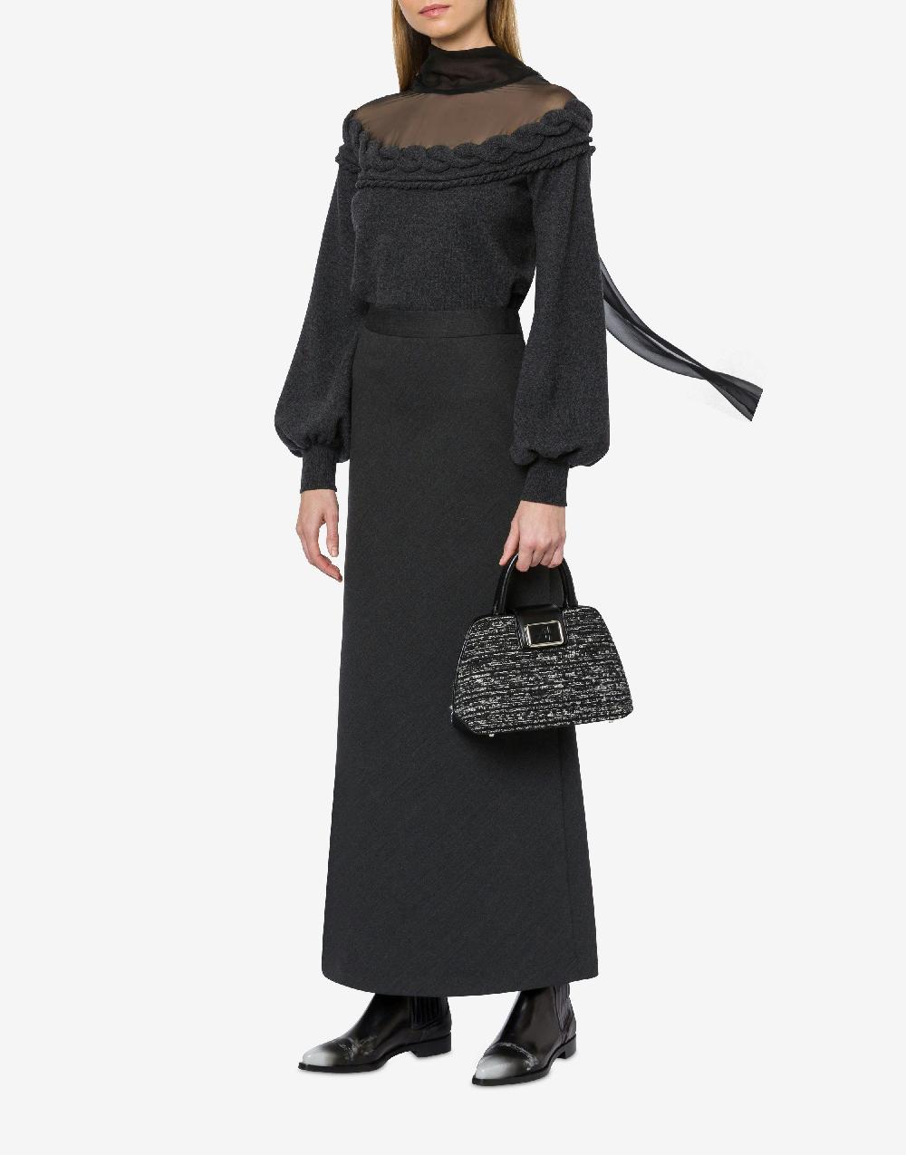 Alberta Ferretti Gonna lunga in twill di lana stretch Vendita Economica