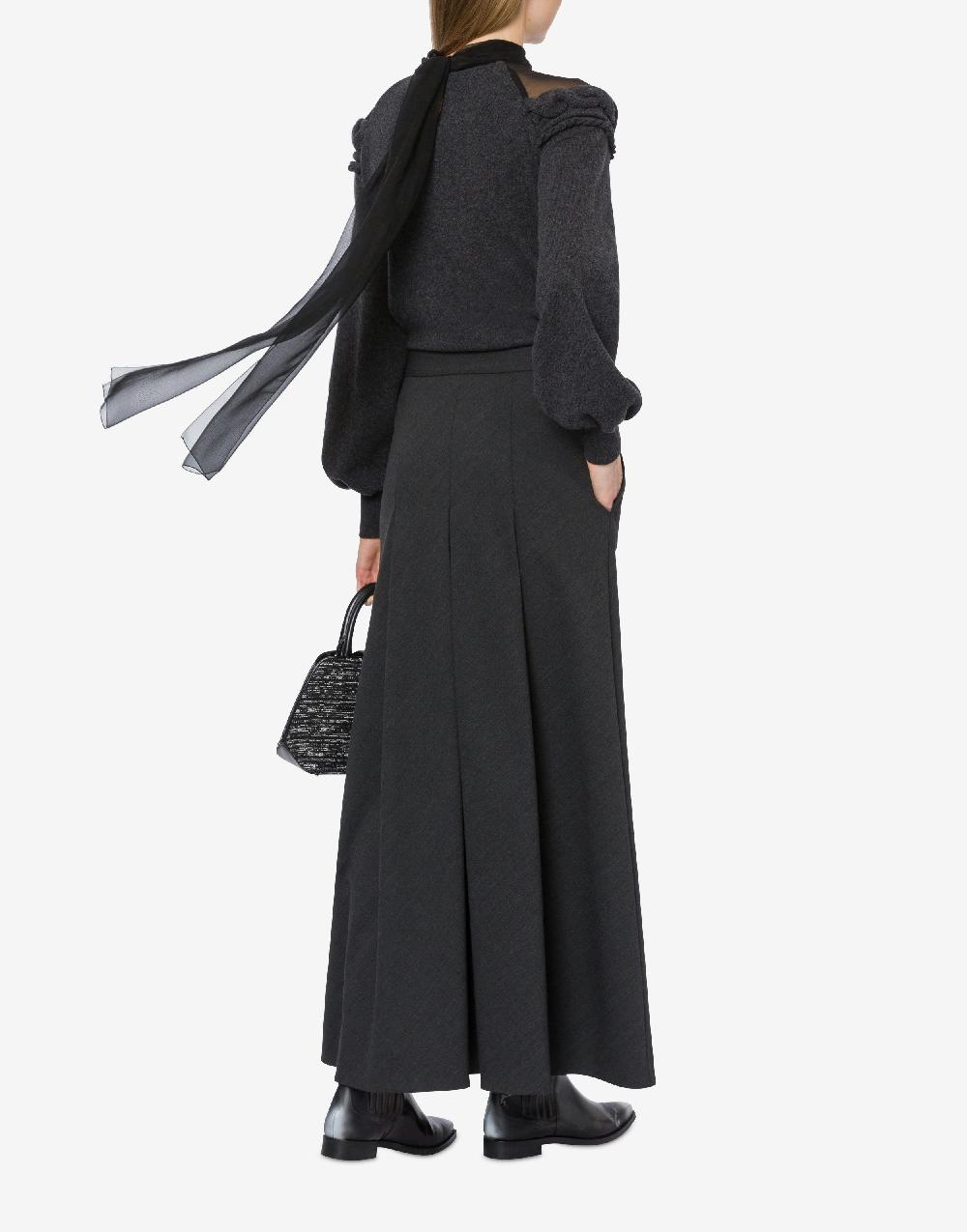 Alberta Ferretti Gonna lunga in twill di lana stretch Vendita Economica