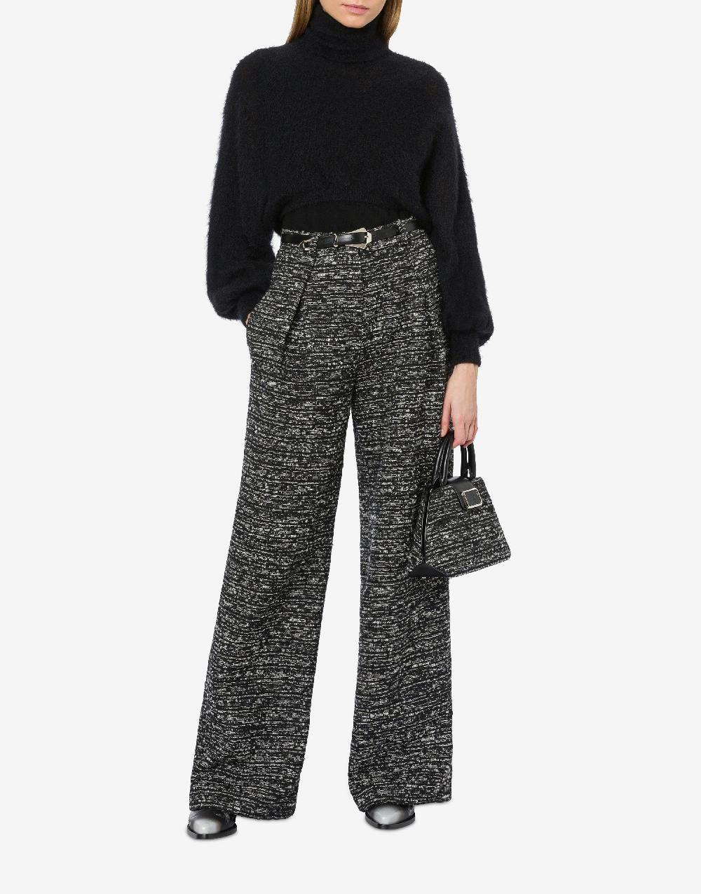 Alberta Ferretti Pantalone oversize in tweed bottonato Vendite Flash