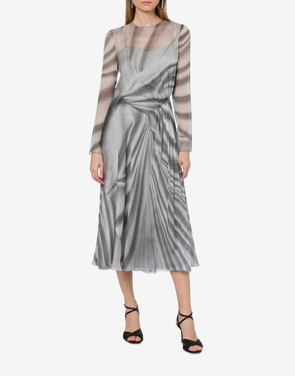 Alberta Ferretti Abito longuette in chiffon con stampa Drappeggio Nuova