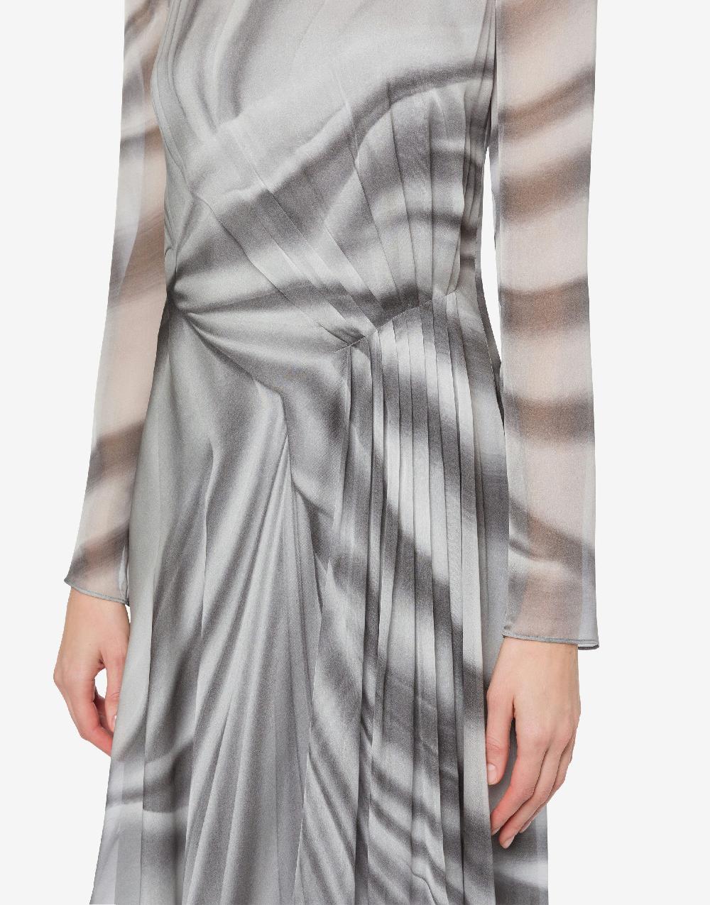 Alberta Ferretti Abito longuette in chiffon con stampa Drappeggio Nuova
