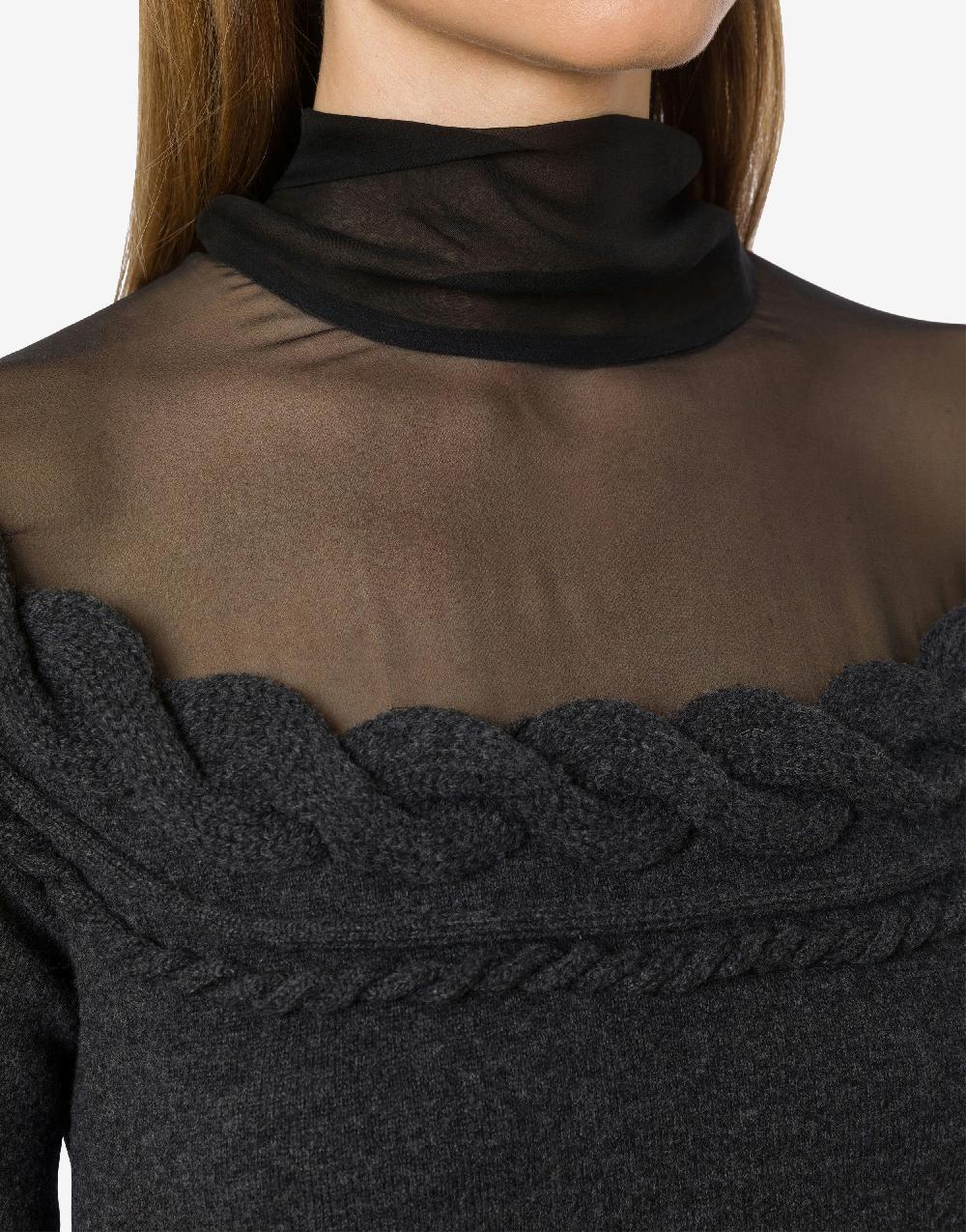 Alberta Ferretti Maglia in lana cashmere e chiffon 2025