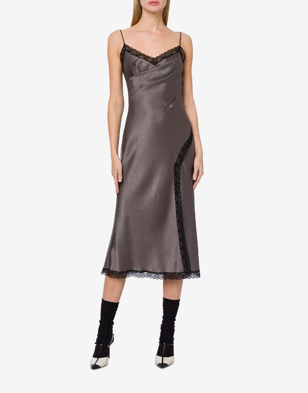 Alberta Ferretti Abito sottoveste in raso con pizzo 2025