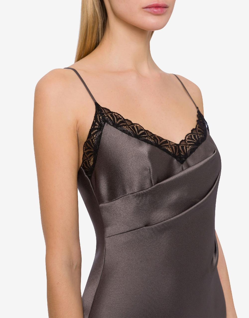 Alberta Ferretti Abito sottoveste in raso con pizzo 2025