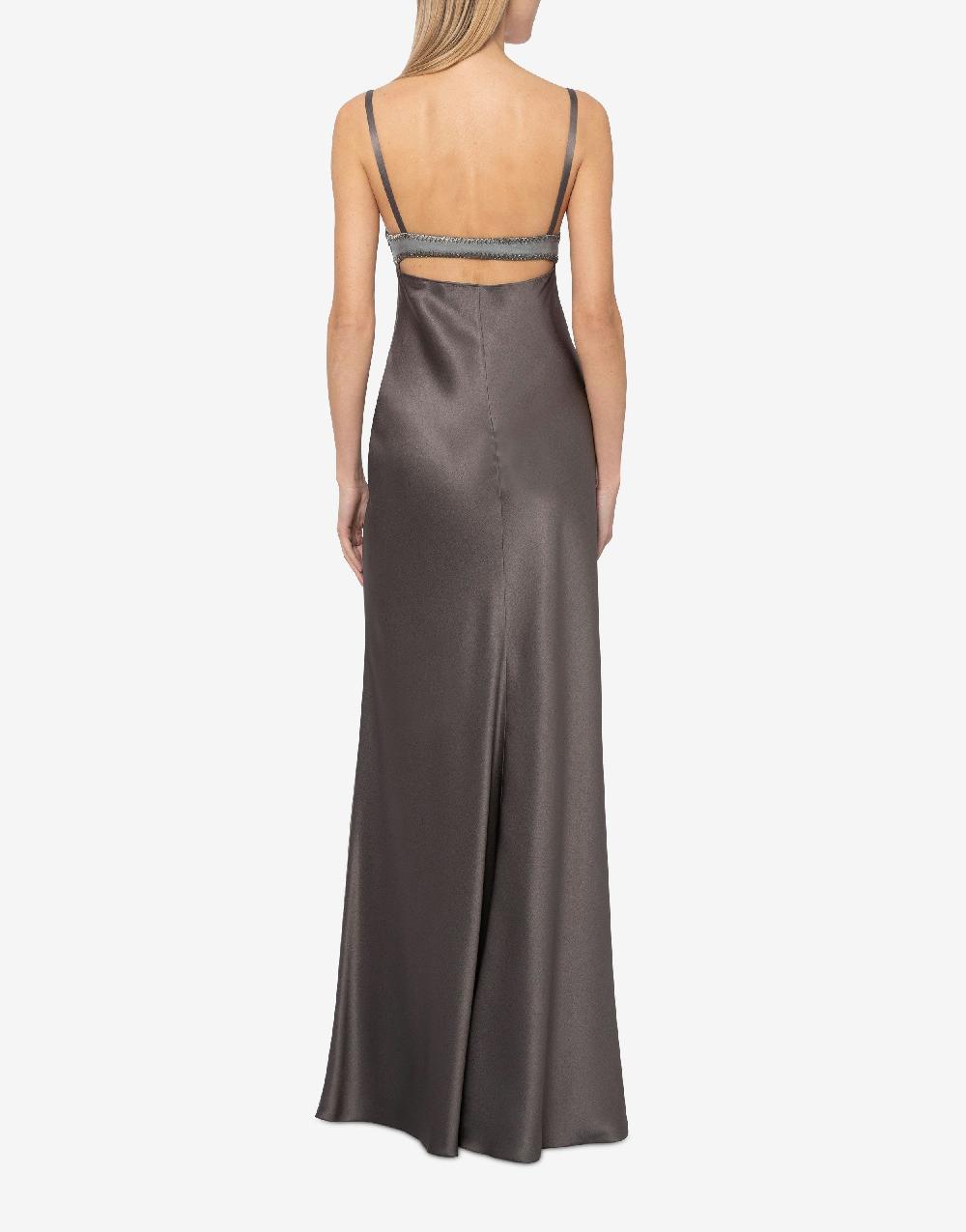 Alberta Ferretti Abito in raso con cut-out e ricamo In Linea