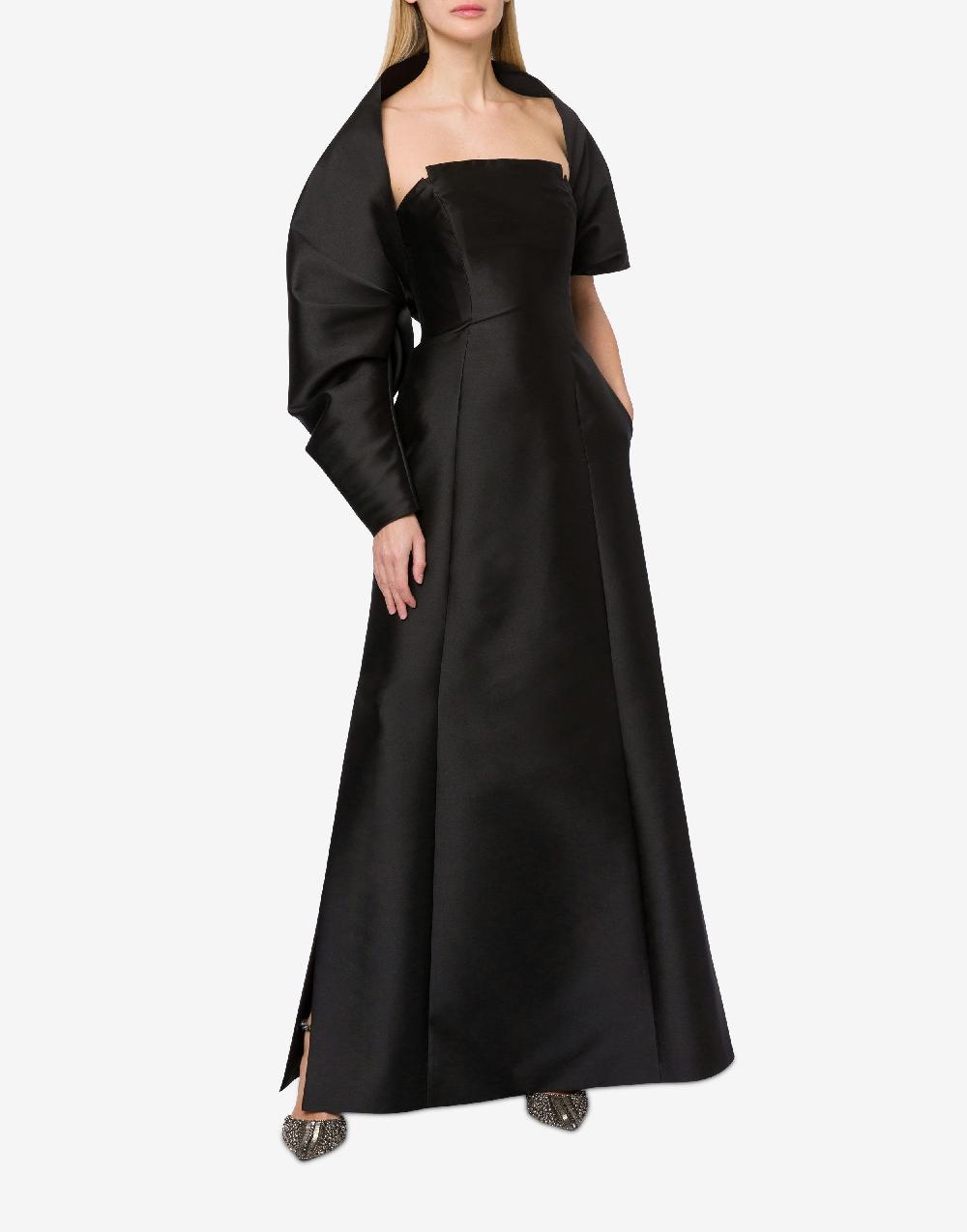 Alberta Ferretti Abito lungo in mikado con coprispalle Spedizione Gratuita