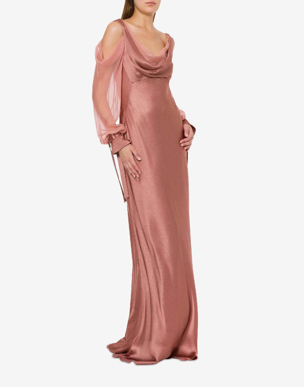 Alberta Ferretti Abito in raso con maniche in chiffon Soddisfazione Garantita
