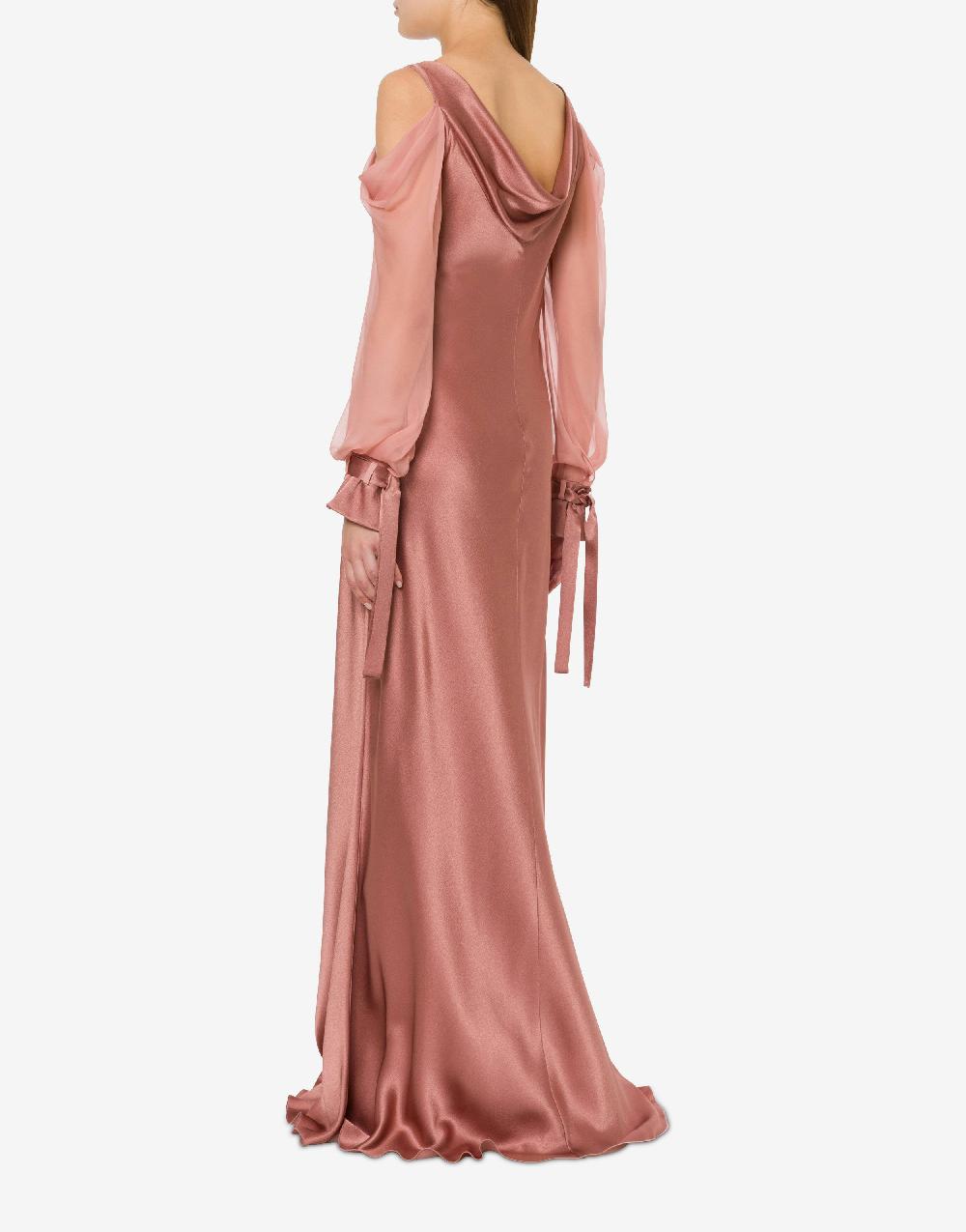 Alberta Ferretti Abito in raso con maniche in chiffon Soddisfazione Garantita
