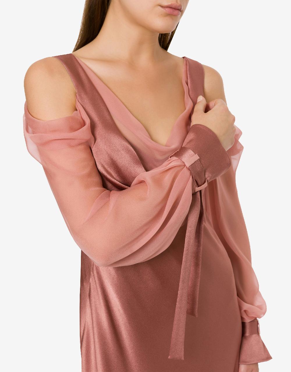Alberta Ferretti Abito in raso con maniche in chiffon Soddisfazione Garantita