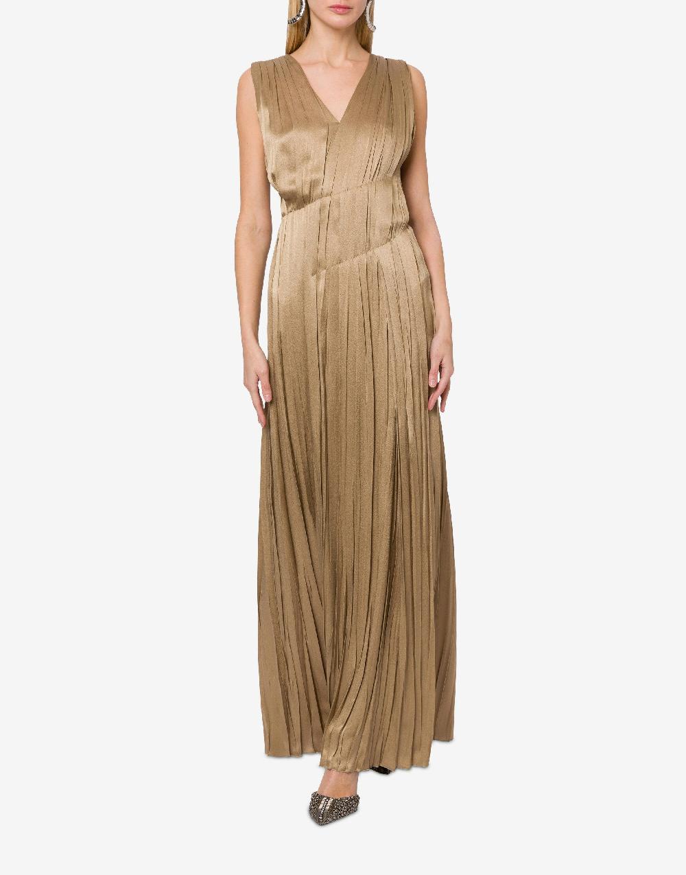 Alberta Ferretti Abito lungo in raso con plissé Acquista Ora