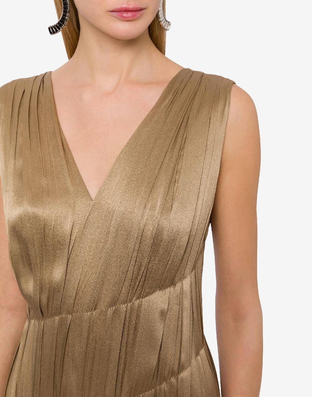 Alberta Ferretti Abito lungo in raso con plissé Acquista Ora