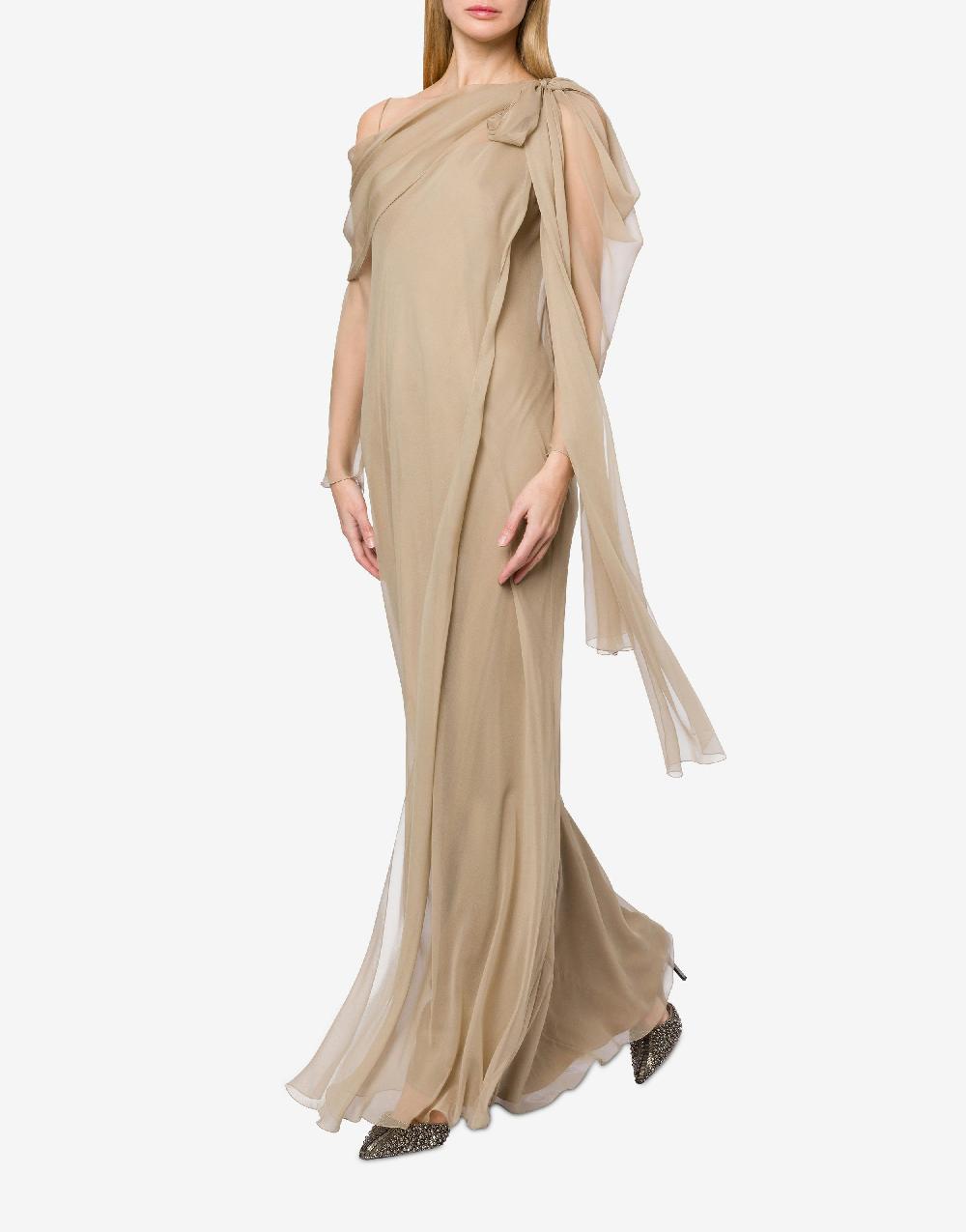 Alberta Ferretti Abito lungo in chiffon con drappeggi Fino Al -60%