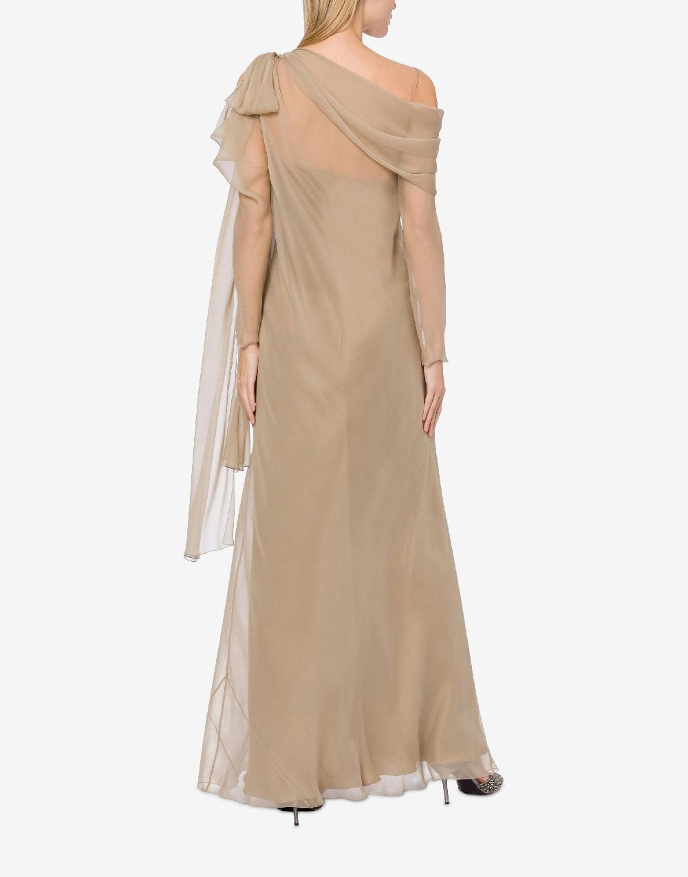 Alberta Ferretti Abito lungo in chiffon con drappeggi Fino Al -60%