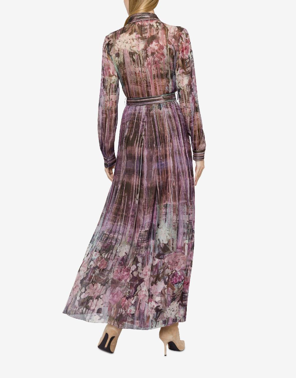 Alberta Ferretti Abito in chiffon con stampa Dripping Roses Prezzo Ridotto