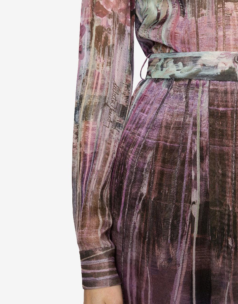 Alberta Ferretti Abito in chiffon con stampa Dripping Roses Prezzo Ridotto