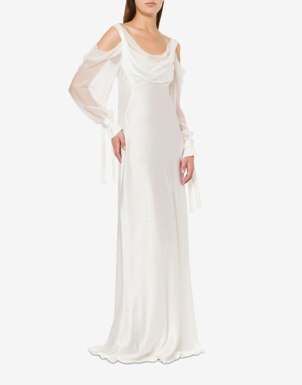 Alberta Ferretti Abito in raso con maniche in chiffon Presa