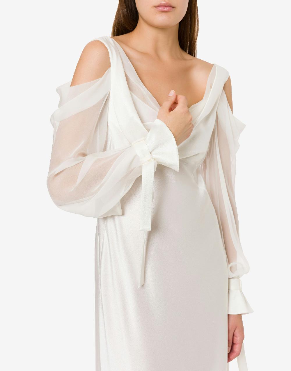 Alberta Ferretti Abito in raso con maniche in chiffon Presa