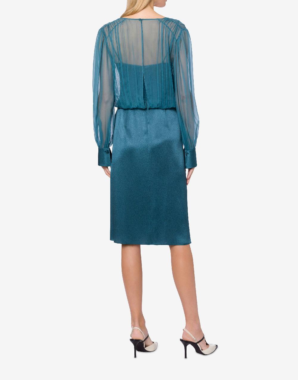 Alberta Ferretti Abito midi in raso e chiffon Economico