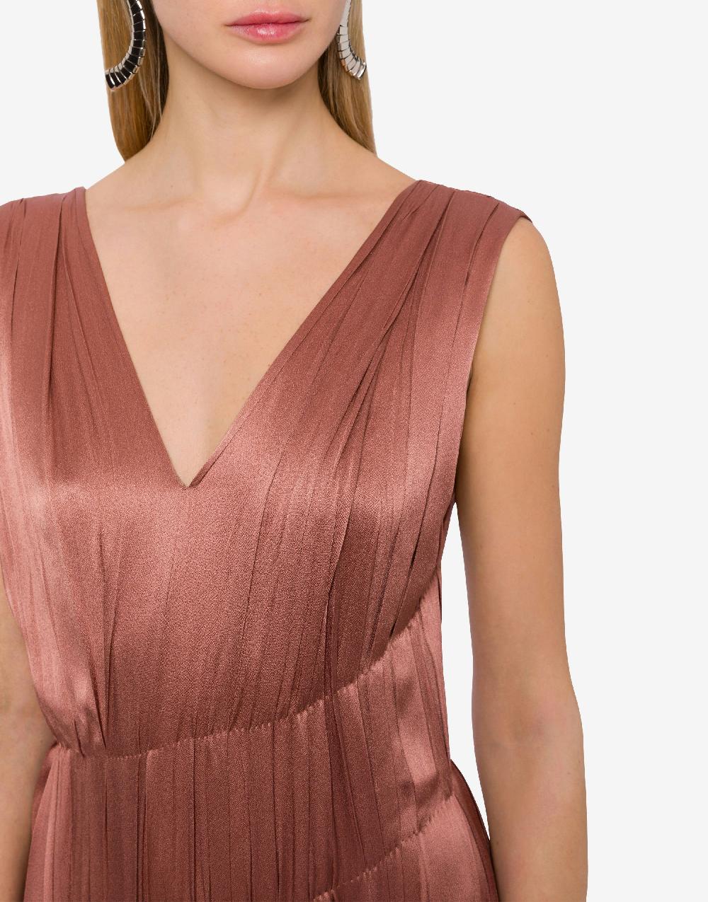 Alberta Ferretti Abito lungo in raso con plissé In Vendita