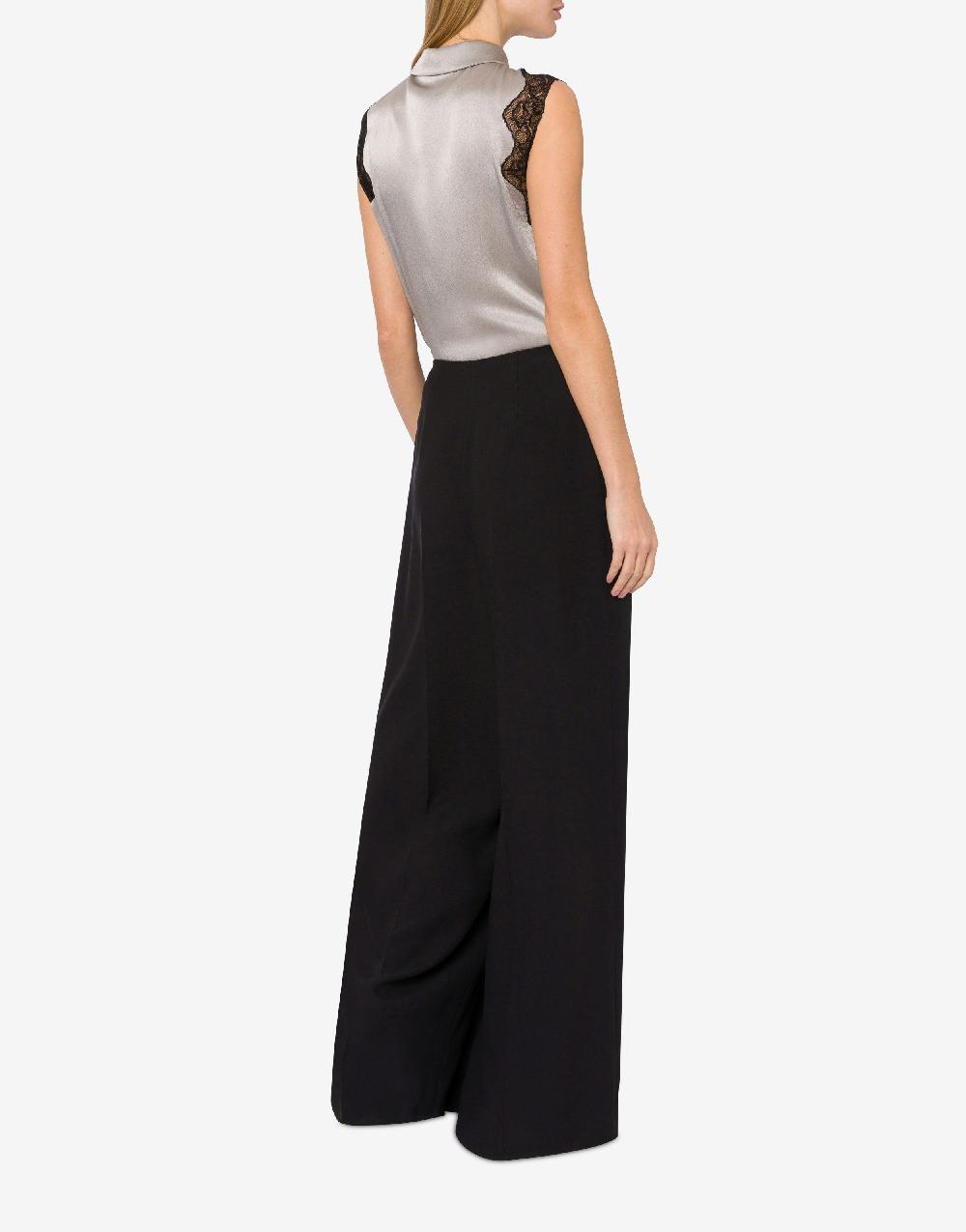 Alberta Ferretti Top camicia in raso con pizzo Pezzi Unici