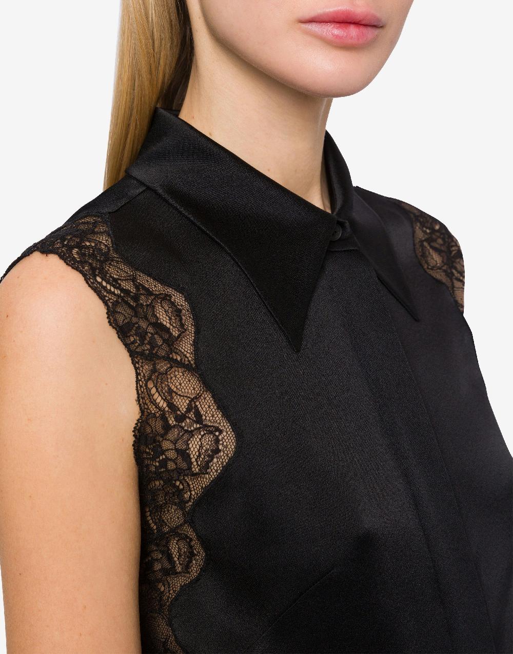 Alberta Ferretti Top camicia in raso con pizzo Soddisfazione Garantita