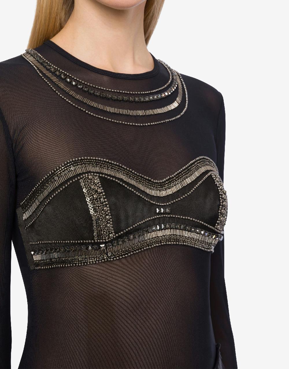 Alberta Ferretti T-shirt in tulle con ricamo Shopping Online