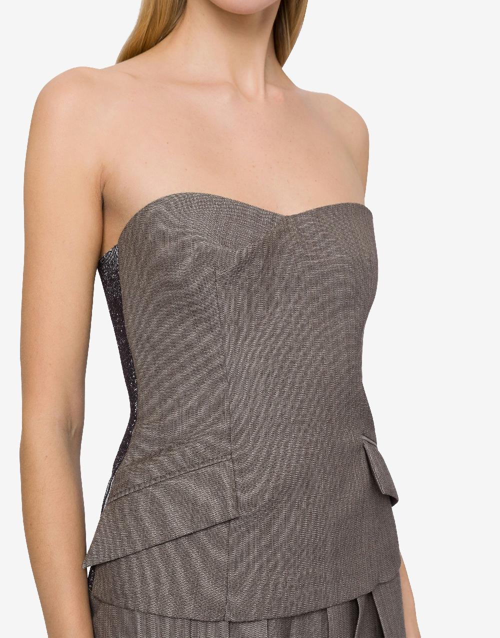 Alberta Ferretti Top bustier in tweed di lana Online
