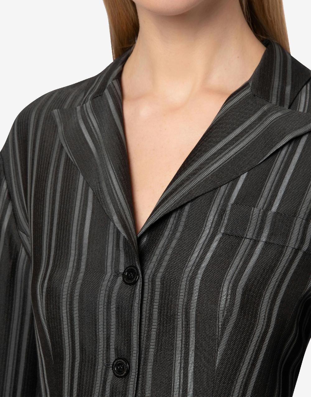 Alberta Ferretti Camicia in saglia di viscosa rigata Saldi Di Fabbrica