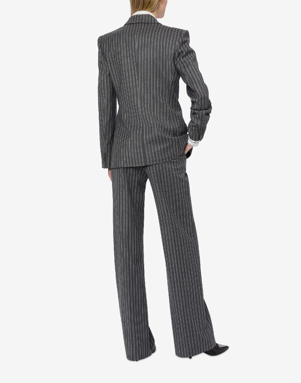 Alberta Ferretti Giacca doppiopetto in flanella rigata stretch Vendita Calda
