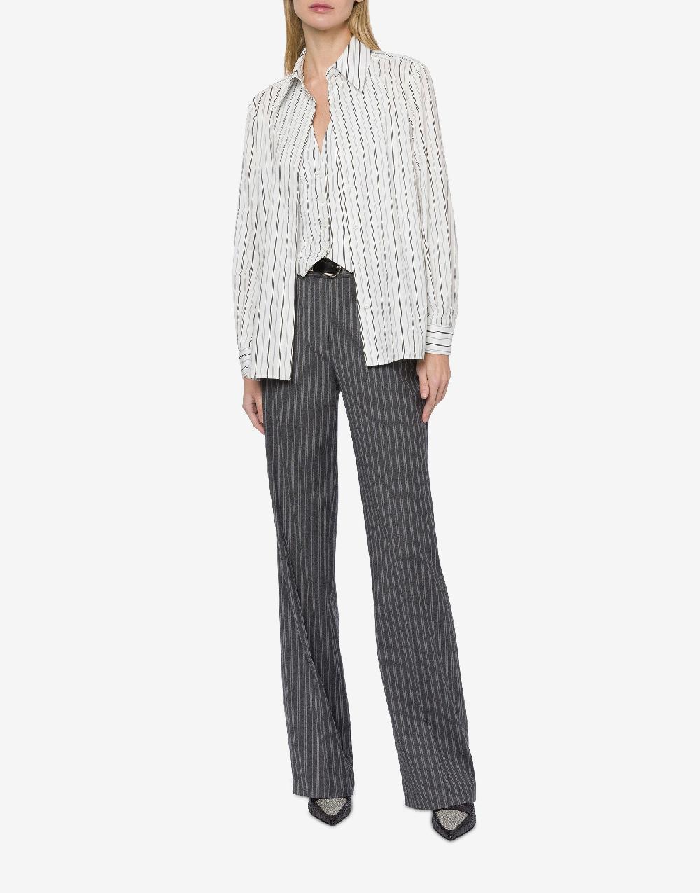 Alberta Ferretti Pantalone in flanella rigata stretch Vendita Economica