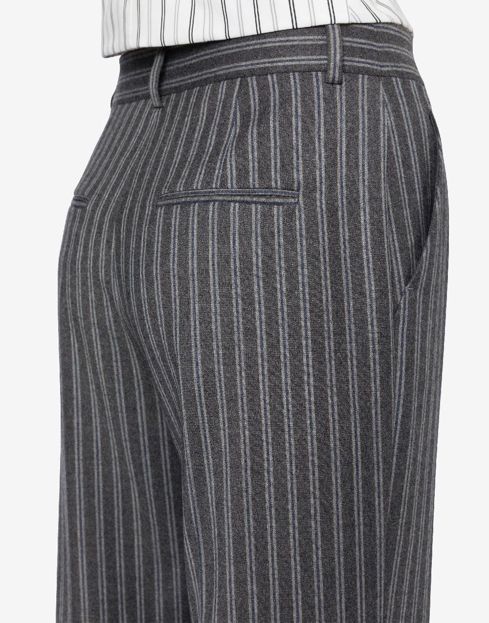 Alberta Ferretti Pantalone in flanella rigata stretch Vendita Economica
