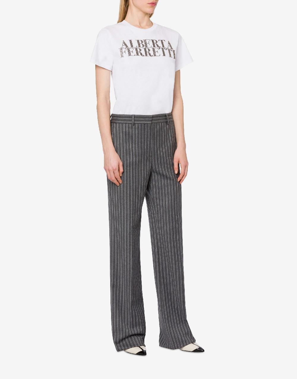 Alberta Ferretti T-shirt in jersey con ricamo logo Saldi Di Fabbrica