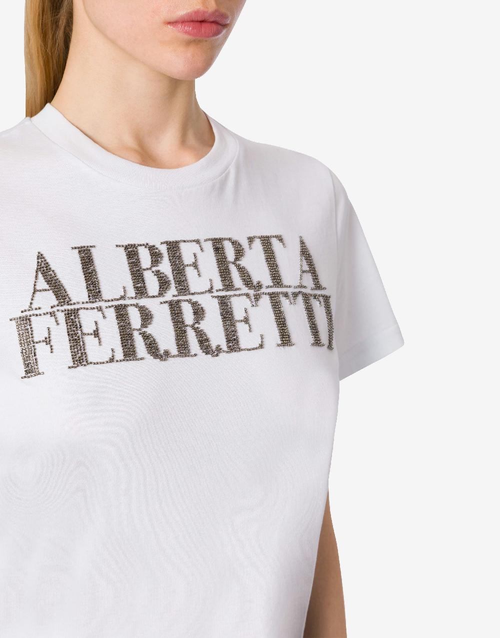 Alberta Ferretti T-shirt in jersey con ricamo logo Saldi Di Fabbrica