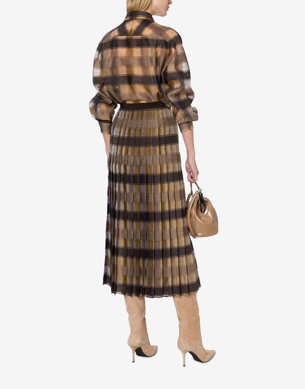 Alberta Ferretti Camicia oversize in organza check lana seta Negozio