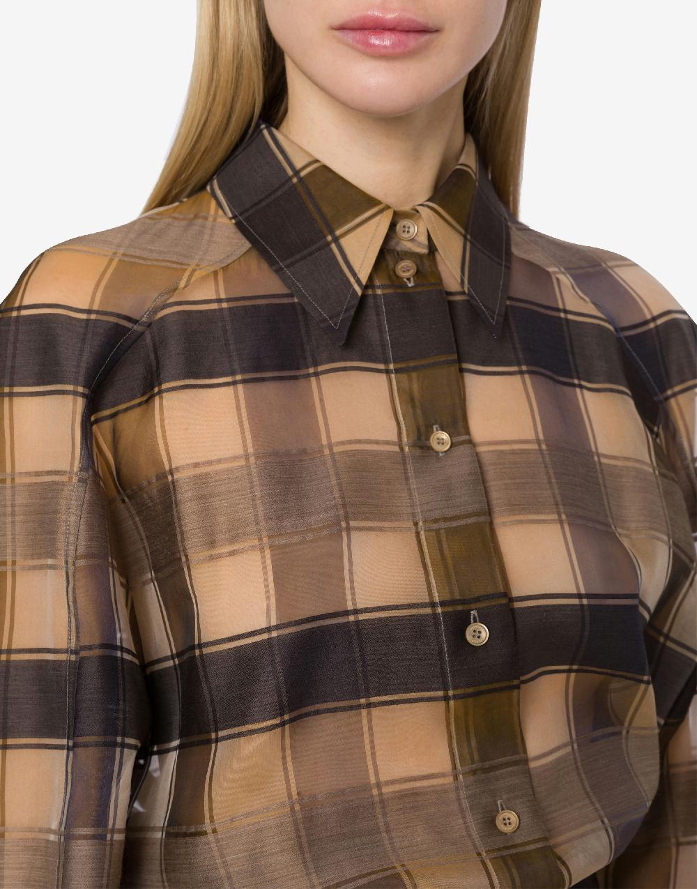 Alberta Ferretti Camicia oversize in organza check lana seta Negozio