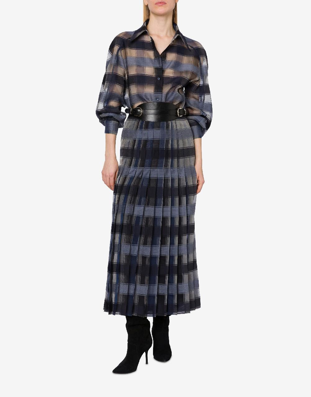 Alberta Ferretti Camicia oversize in organza check lana seta 2025