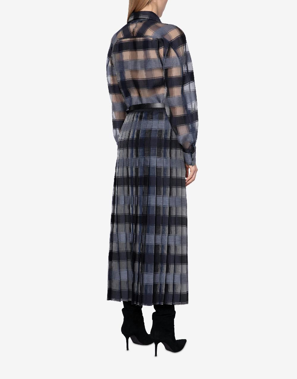 Alberta Ferretti Camicia oversize in organza check lana seta 2025