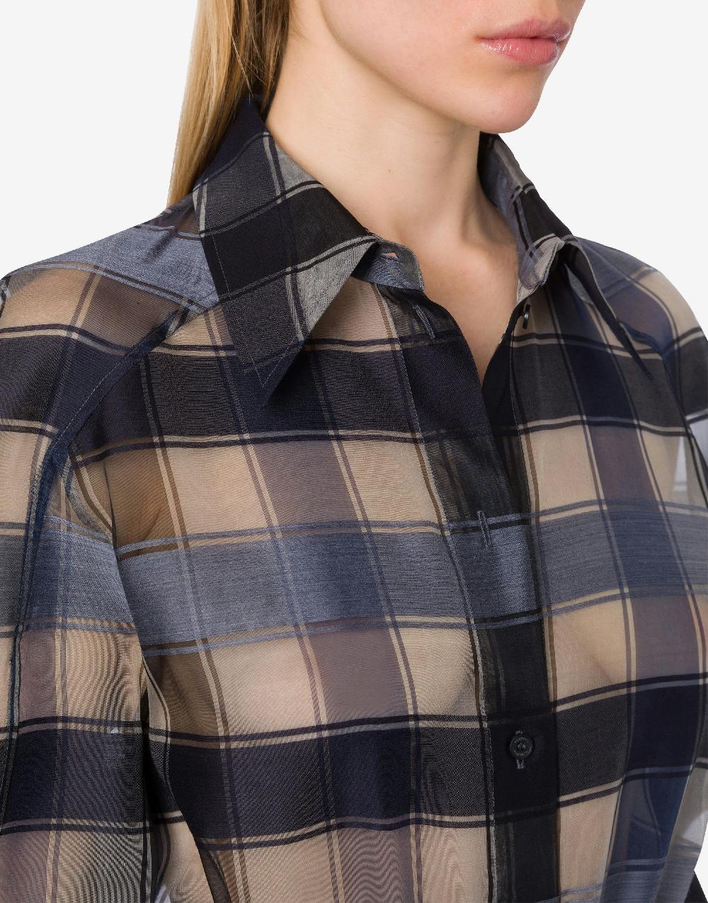 Alberta Ferretti Camicia oversize in organza check lana seta 2025