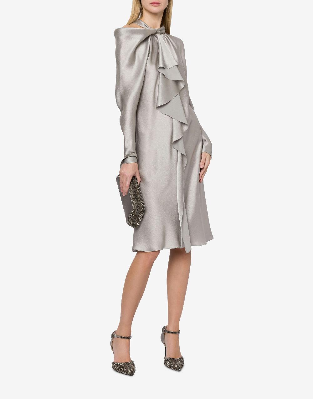 Alberta Ferretti Abito midi in raso con ruche Spedizione Gratuita