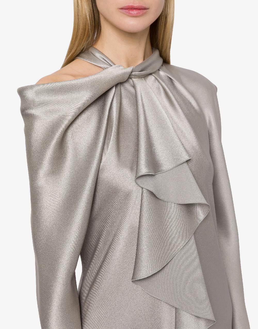 Alberta Ferretti Abito midi in raso con ruche Spedizione Gratuita