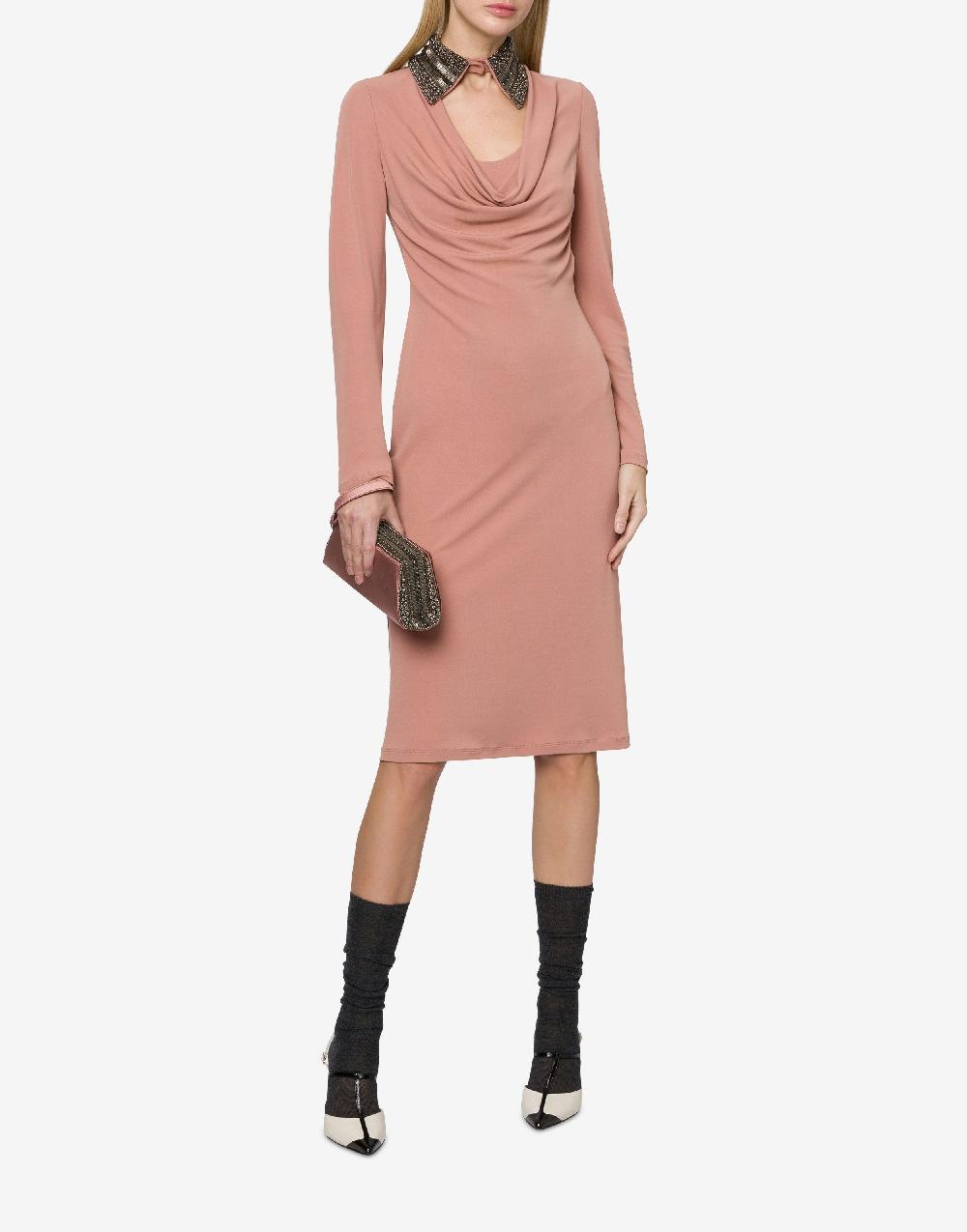 Alberta Ferretti Abito in organzino con colletto ricamato Negozi Online