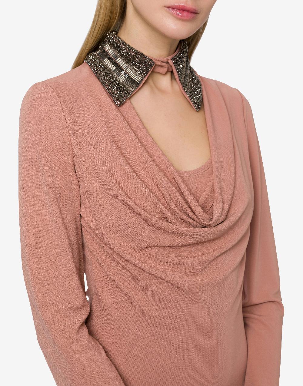 Alberta Ferretti Abito in organzino con colletto ricamato Negozi Online