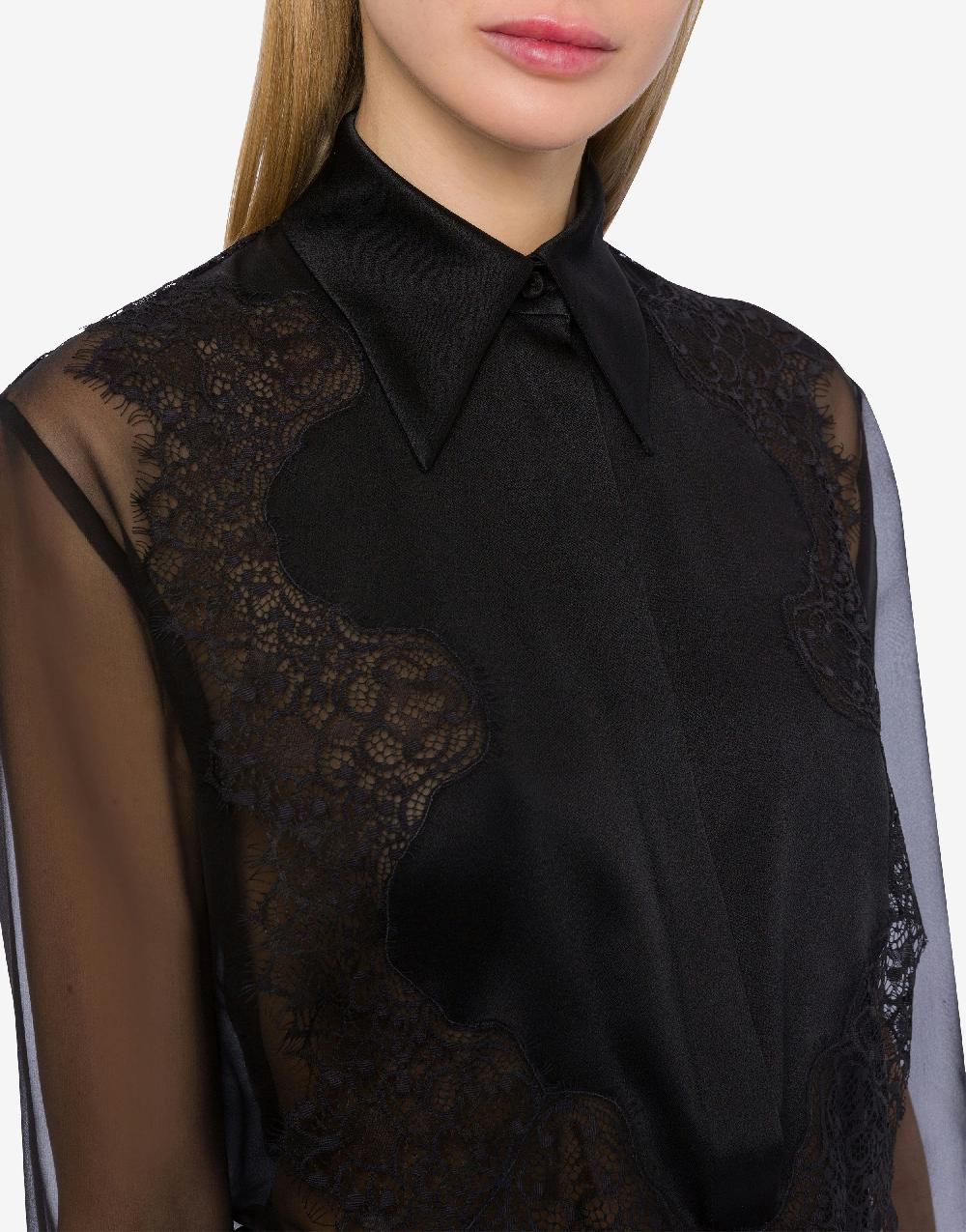 Alberta Ferretti Camicia in chiffon organico con pizzo Fino Al -60%