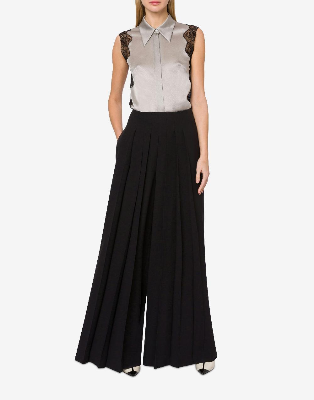 Alberta Ferretti Pantalone in enver satin con pieghe Presa