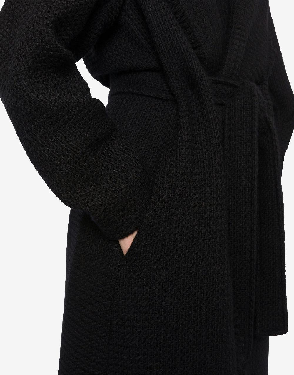 Alberta Ferretti Cappotto in stuoia di lana con frange Sconto
