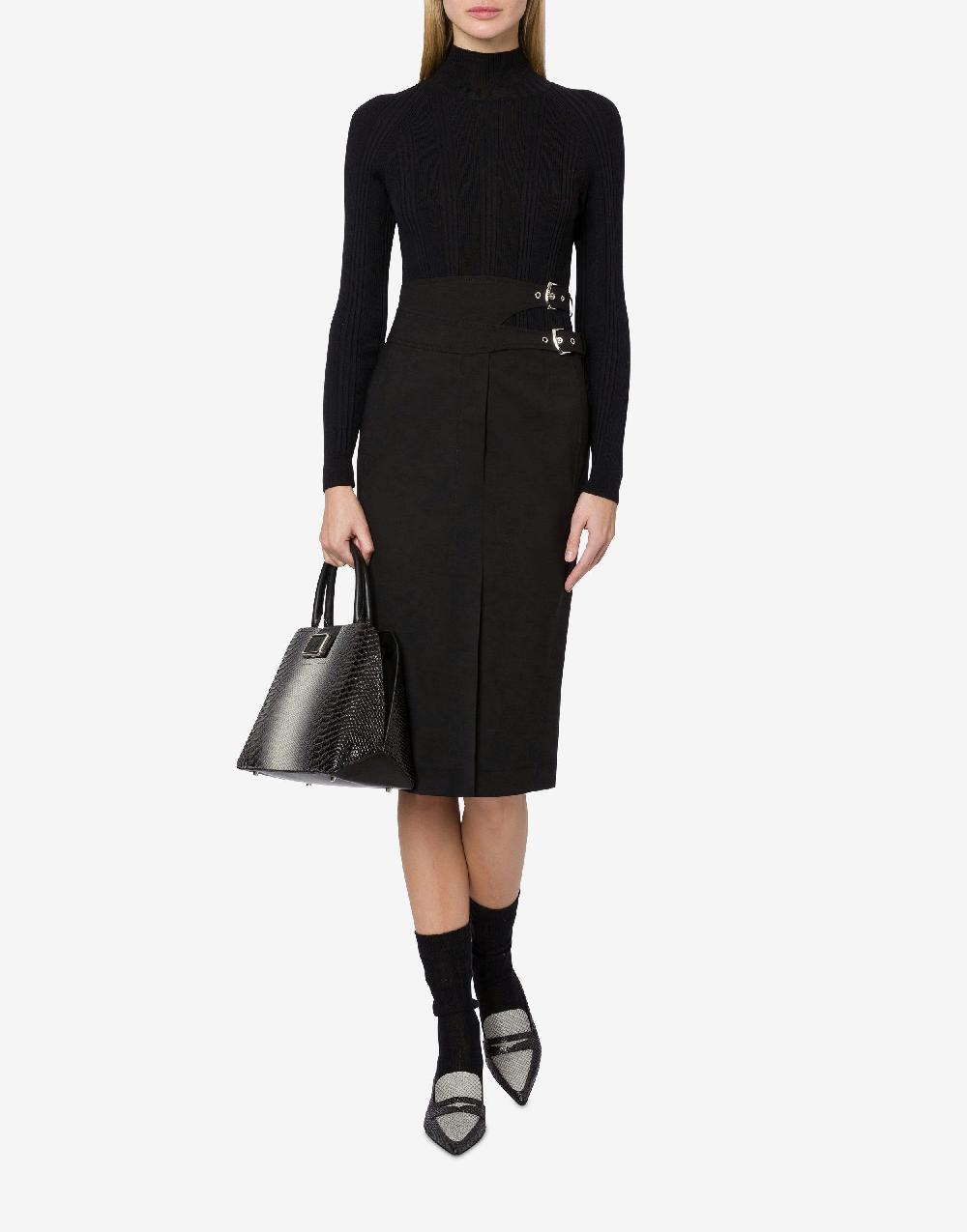 Alberta Ferretti Gonna midi in tela di lana stretch Outlet