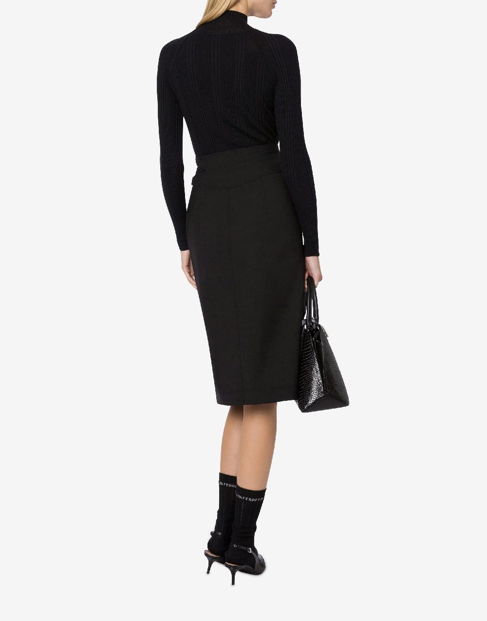Alberta Ferretti Gonna midi in tela di lana stretch Outlet
