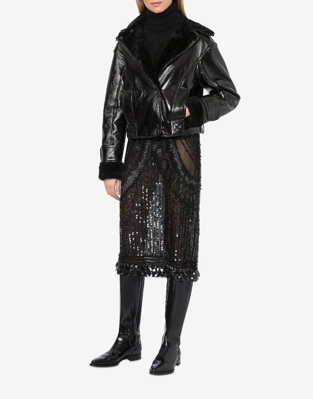 Alberta Ferretti Montone in shearling lucido reversibile In Vendita